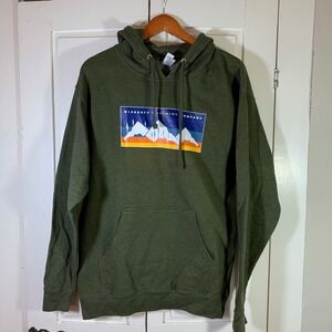 MickDuffys Brewing Company Green Graphic Hoodie Mens Size Large Sandpoint Idaho